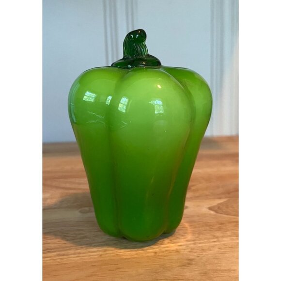 Hand Blown Glass Vegetables Set of 4 - Orange Pumpkin Red Chili Green Bell Peppe - Picture 12 of 16